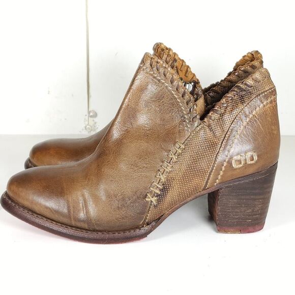 BedStu Women's Carla US6,5 Brown Leather Distressed Whipstitch Heel Ankle Boots - Picture 2 of 14